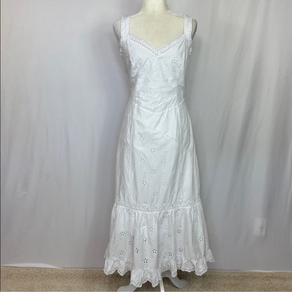PAIGE Pallas Eyelet Midi Dress White Cotton Sleeveless Summer Size 10 NWOT - Picture 6 of 15